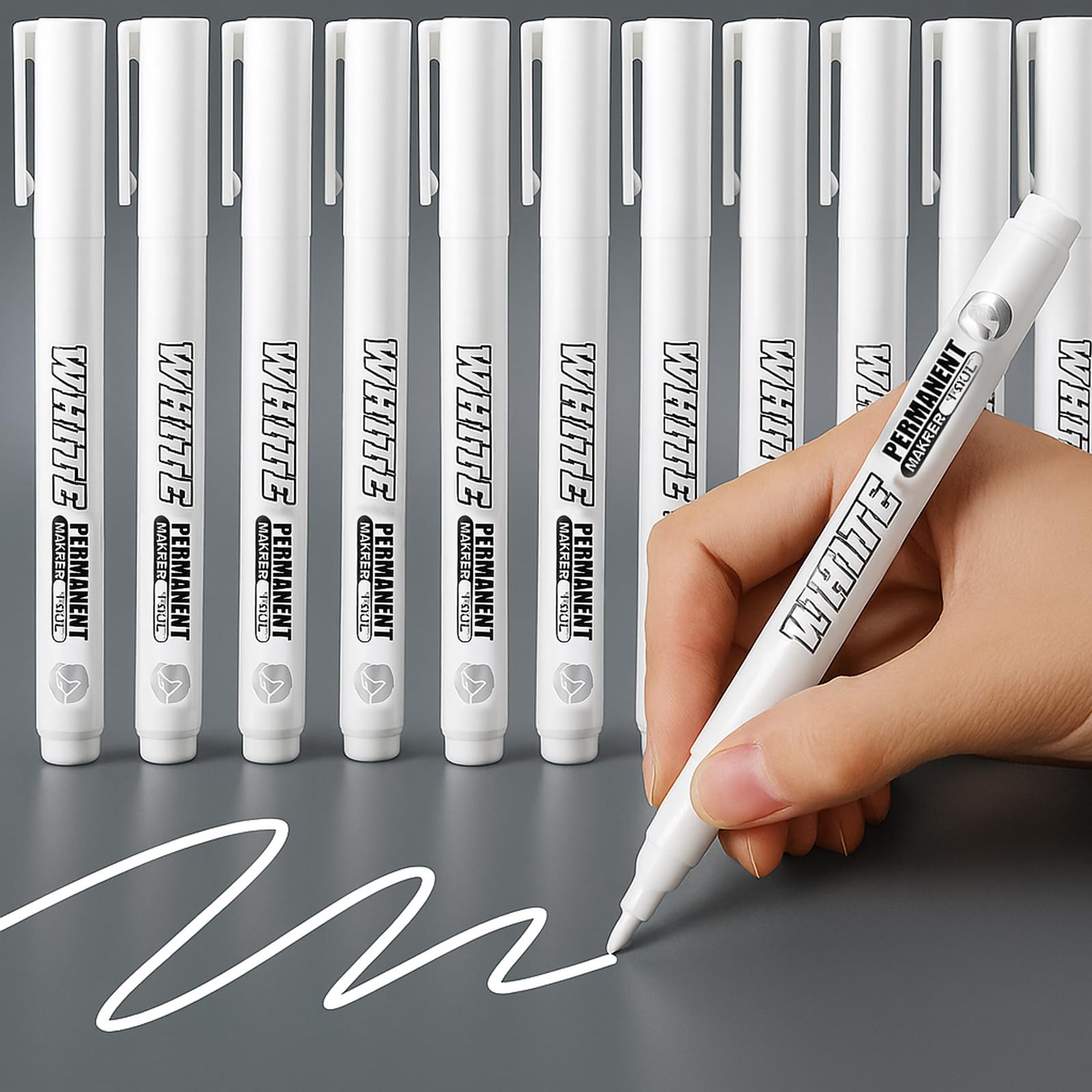 RiyaNed Acrylstifte,Weiß Stift Marker,Geeignet für Holz, Metall, Glas, Stoff, Stein, Reifenmalerei, Fotoalben (12 Pcs)