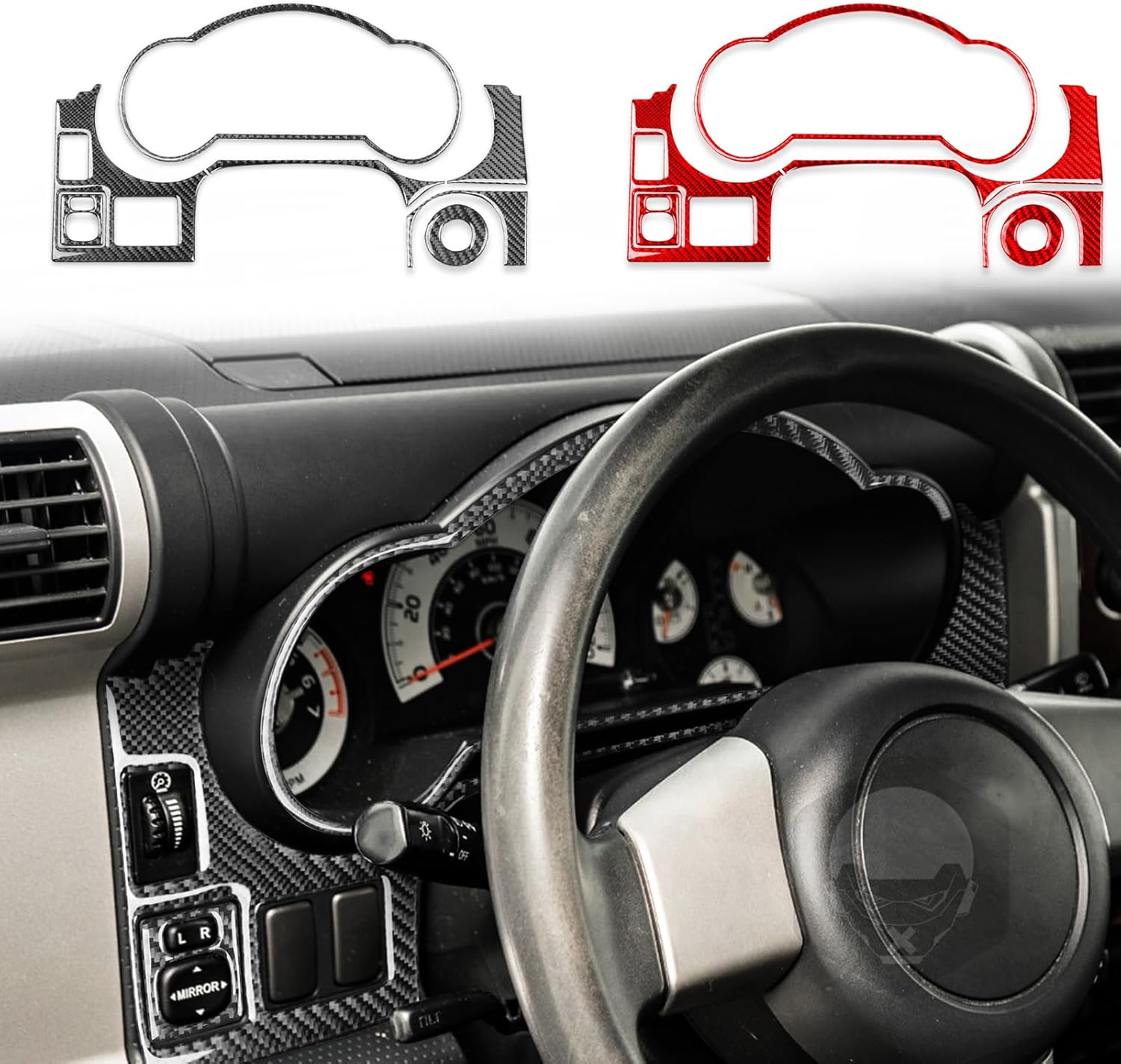 Car Speedometer Trim Strip Iginition Switch Decor Dash Instrument Decal Rearview Mirror Control Cover Sticker Compatible with Toyota FJ Cruiser 2007-2021 Real Premium 3K Soft Carbon Fiber