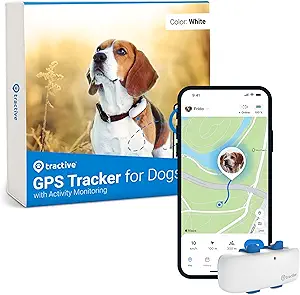 Tractive Smart Dog GPS Tracker | Live Pet Tracker with Virtual Fence | Vital Signs Monitoring of Heart & Respiratory Rate | Dog Collar Attachment (White) asin的图片