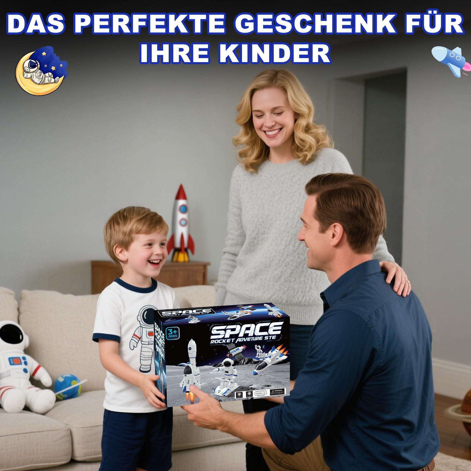 Weltraum Raketen Spielzeug für Kinder, Space Shuttle Spielzeug für Kinder im Alter von 3, 4, 5, 6, 7, 8 Jahren, Raketen Weltraumspielzeug Geschenk für Jungen und Mädchen