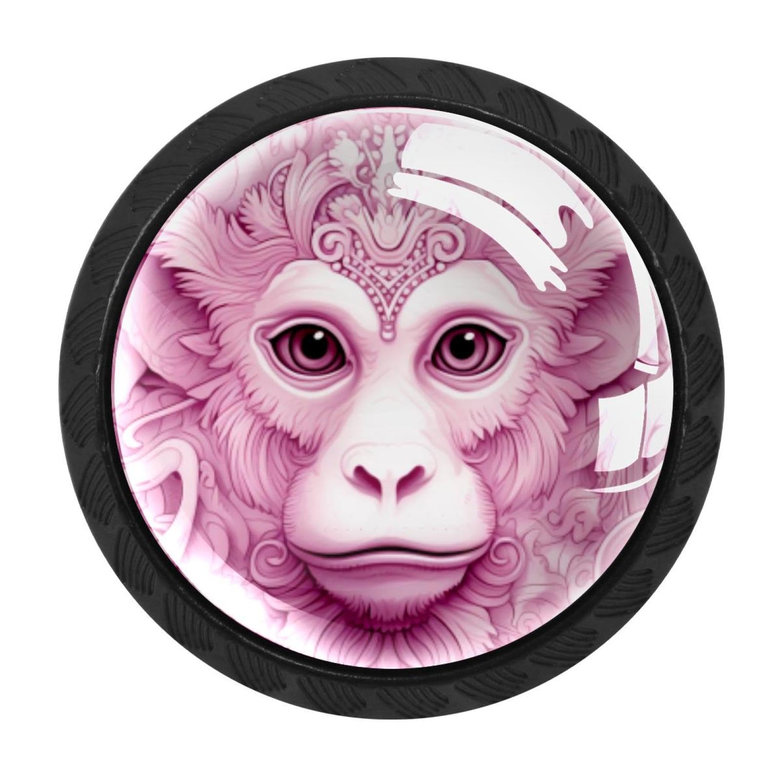 Chenzzzz Multicolored 06 4 Pack Pink Monkey Orangutan Kitchen Cabinet Knobs Drawer Knobs Door Dresser Handles For Personalized Gifts Great For Any Occasion
