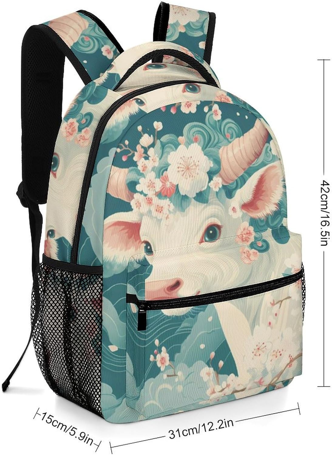 Beautiful White Cow Laptop Backpack Lightweight Travel Daypack Shoulder Bag for Men Women