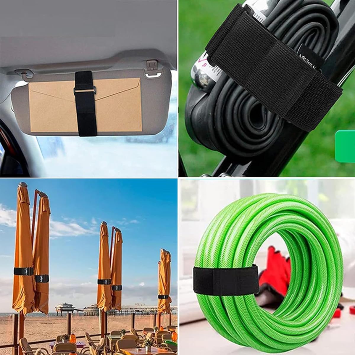 1"x16ft Hook and Loop Straps with 25 Buckles, Adjustable Fastening Cable Straps, Cut-to-Length Cinch Strap, Reusable Nylon Securing Cord Ties for Organizer or Storage (01black)