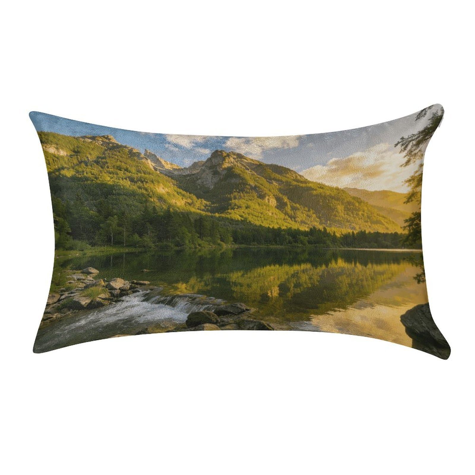 Fodpand Style Sunset Over The Mountain Range Pillowcase,Elegant Designed Home Decor,Velvet Pillowcase,Soft And Cozy,Pillow Case Cover With Hidden Zipper For Bedroom, Sofa, Couch