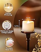 Vista 5 de Homemory 24 velas parpadeantes sin llama que funcionan con pilas, más de 200 horas de luces LED eléctricas falsas para decoración votiva, de mesa