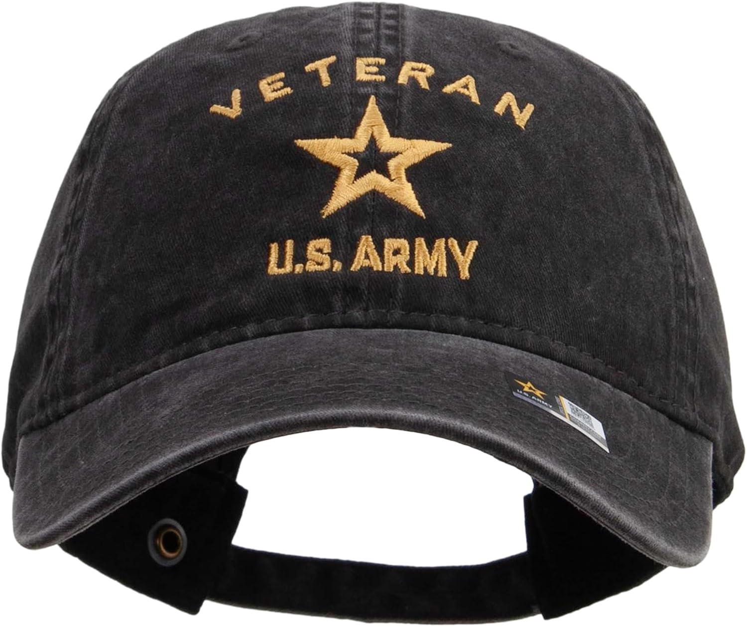 e4Hats.com U.S. Army Veteran Military Embroidered Washed Solid Pigment Dyed Cotton Twill Brass Buckle Cap