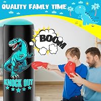 JUOIFIP 160 cm Álló Boxzsák Dinoszaurusz Boxkesztyűvel Gyerekeknek Kickbox Karate Edzéshez 7