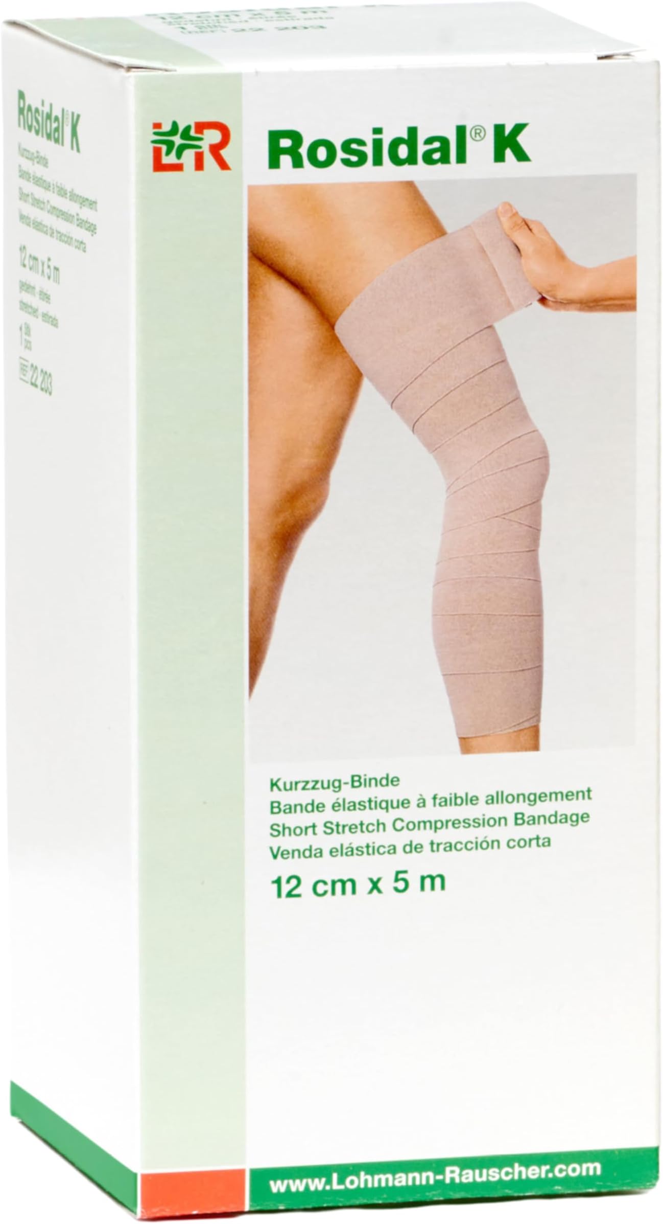 Lohmann & Rauscher Rosidal K Short Stretch Compression Bandage, For Use In The Management of Acute & Chronic Lymphedema, Edema, & Venous Insufficiency, 4.72" x 5.5 Yards (12cm x 5m), 1 Roll