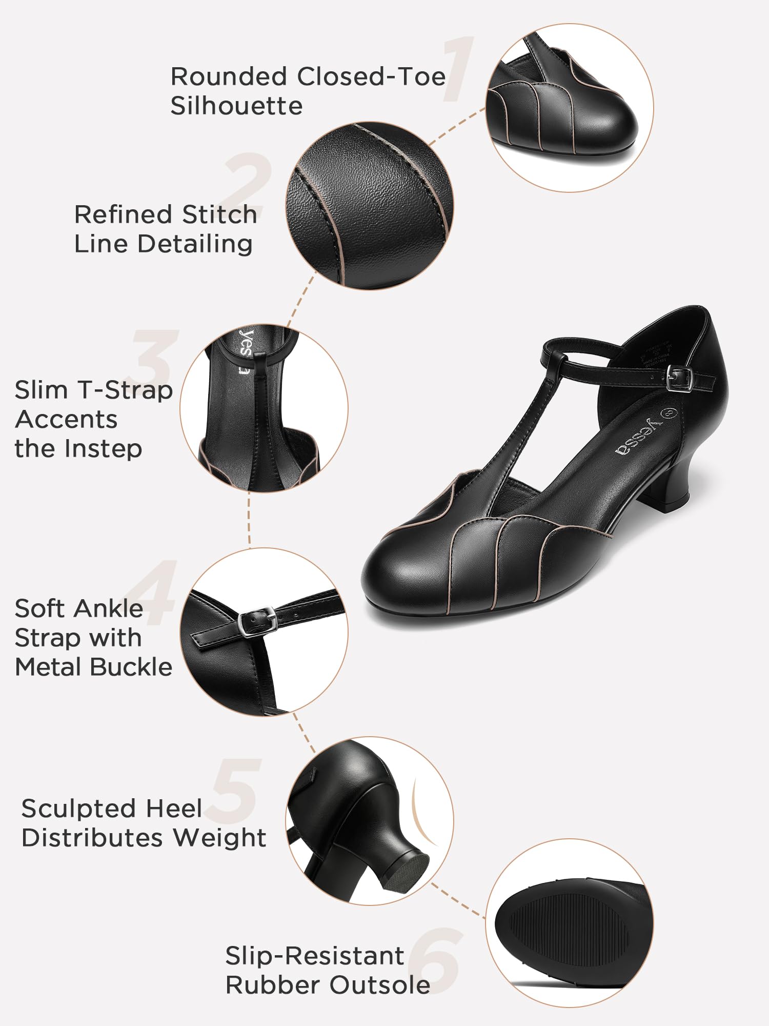 YESSA Character Shoes 2" Dance Shoes for Women T-Strap 1920s Flapper Shoes for Ballroom Latin Salsa Folklorico Flamenco Tango Swing Wedding