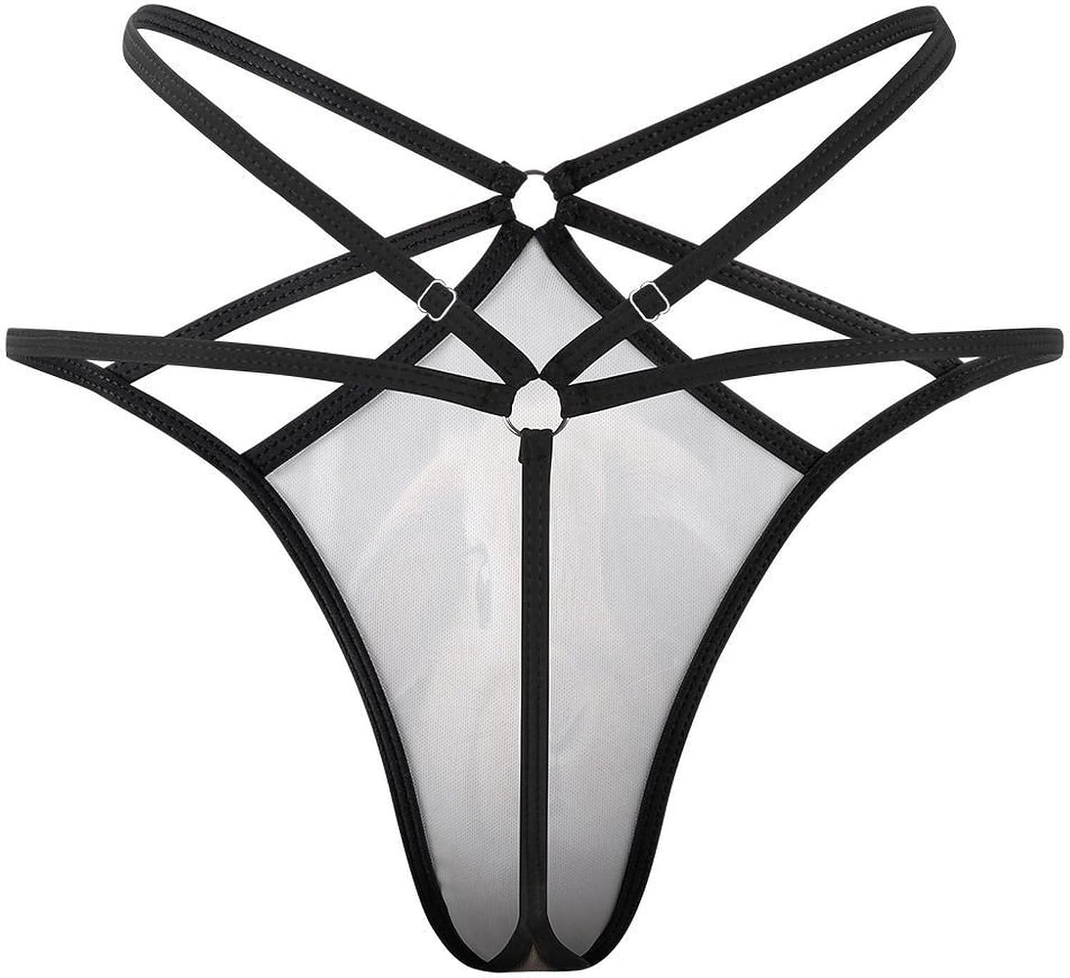 Women's Sexy G-String Thong Panties, Sheer Mesh T-back Underpants | Rabbit on Bed Breathable Stretchy Low Rise Underwear, Comfort Soft No Show Panties for Date Night, 3X-Large