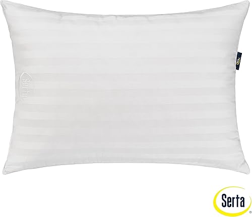 Miniatura 7 de SERTA Won't Go Flat - Juego de 2 almohadas de plumón alternativo para dormir de espalda, estómago o de lado, tamaño estándar, tamaño Queen, color