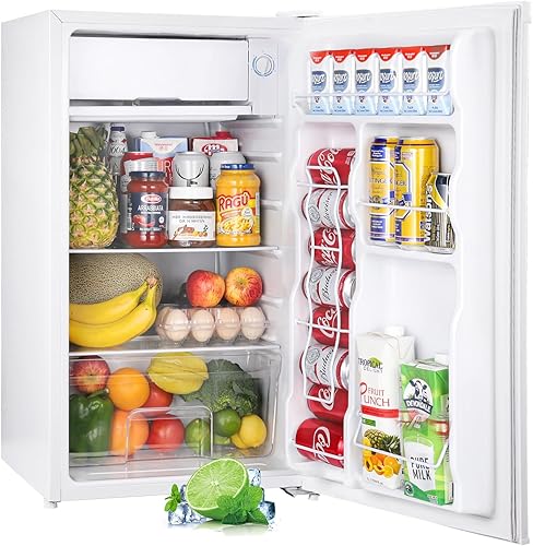 Miniatura 13 de Upstreman - Mini refrigerador de 3.2 pies cúbicos con congelador; refrigerador miniatura de una sola puerta, termostato ajustable, mini refrigerador