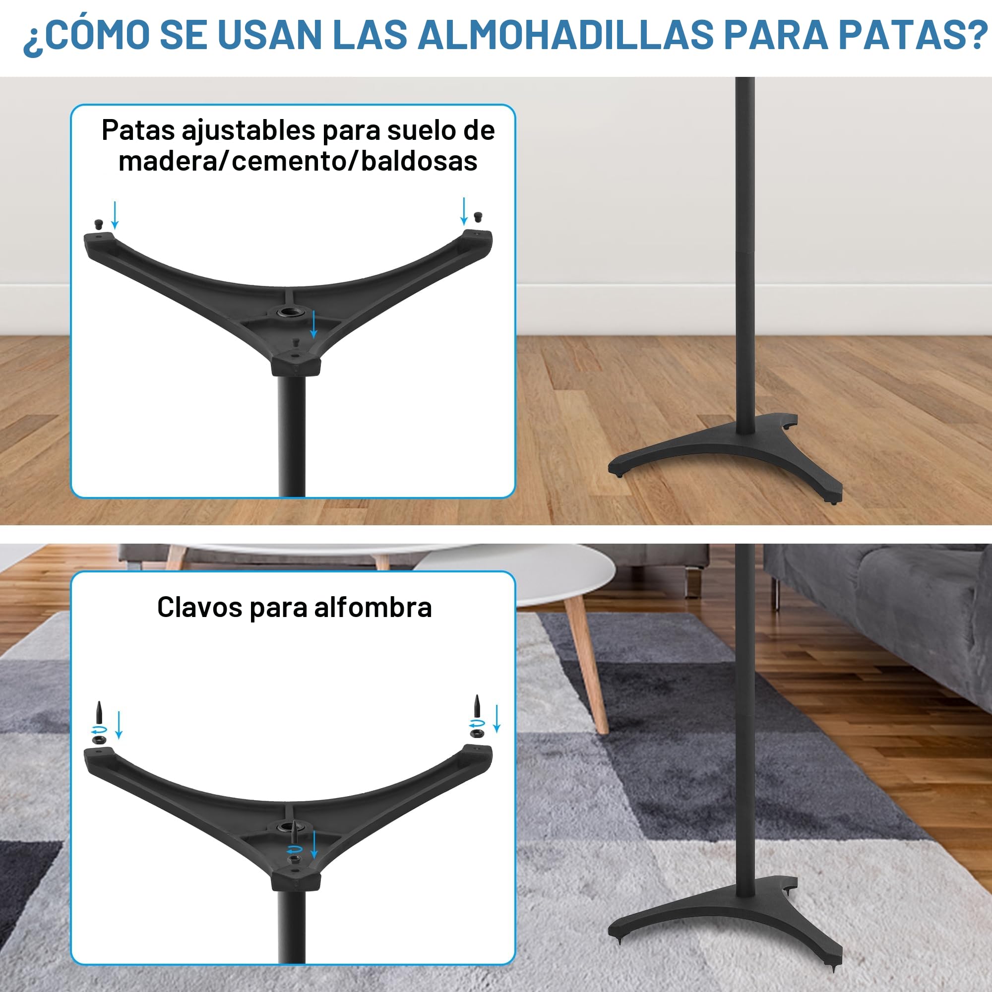 OUUTMEE Juego de 2 soportes para altavoces, altura regulable de 86 a 127 cm, con gestión de cables, soporte para altavoz, capacidad de carga de 3,6 kg cada uno, juego de 2 altavoces pequeños