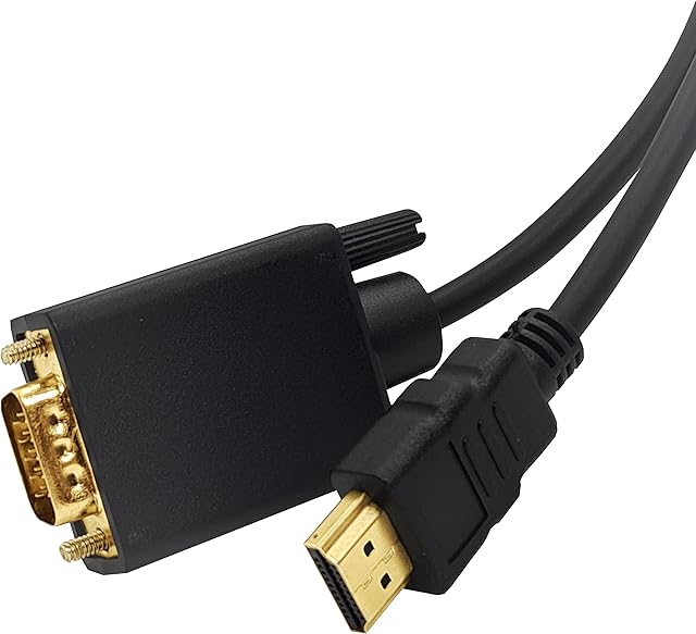 SHAFI® 1.8M HDMI to VGA Cable - 1080P Male to Male HDMI to VGA Converter For Computer, Chromebook, Raspberry Pi, Roku & Laptop To Monitor, TV & Projector - Uni-Directional 15 Pin DSUB To HDMI