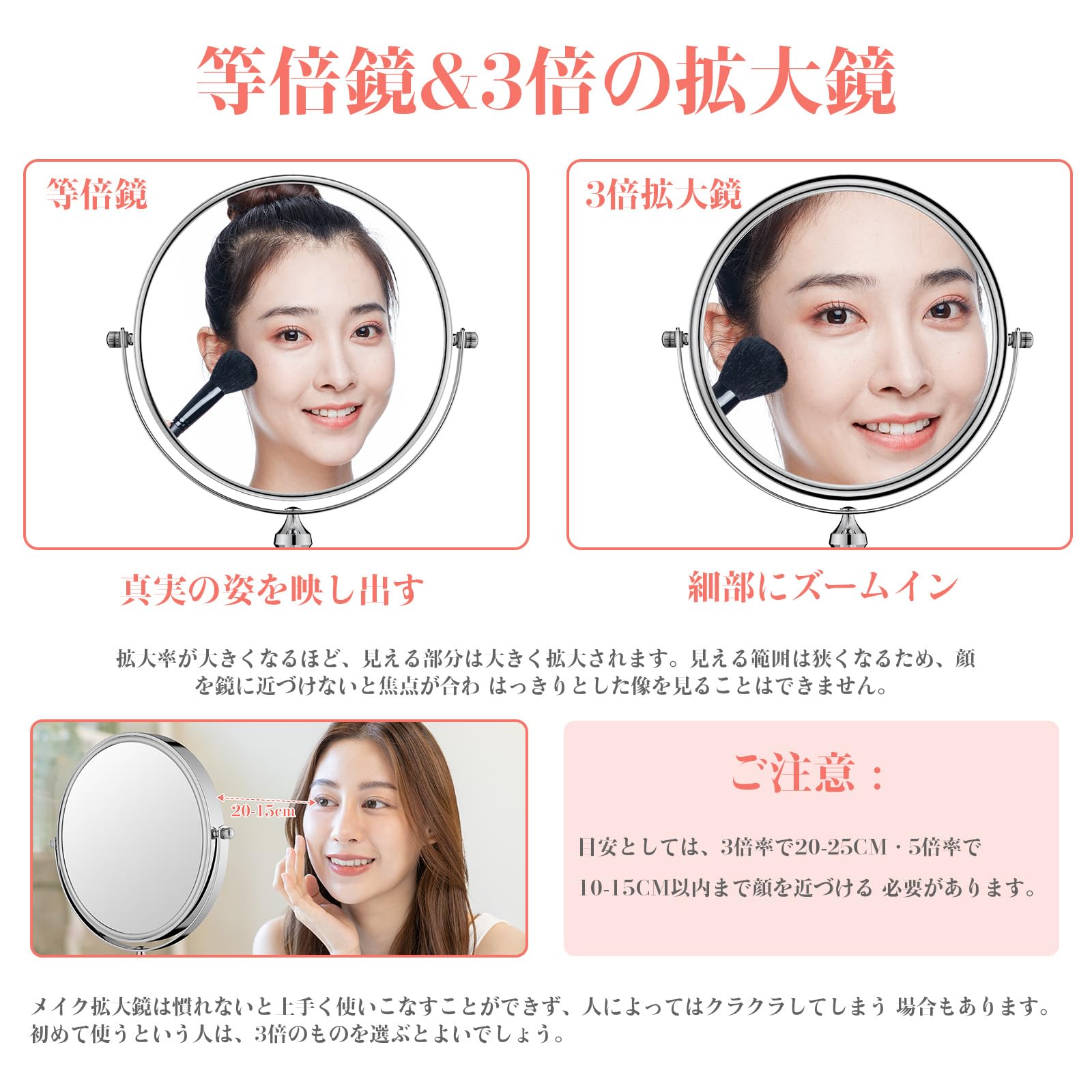 激安 買取 相場 【特売】Shinmax 鏡 卓上 拡大鏡 女優ミラー 3倍 