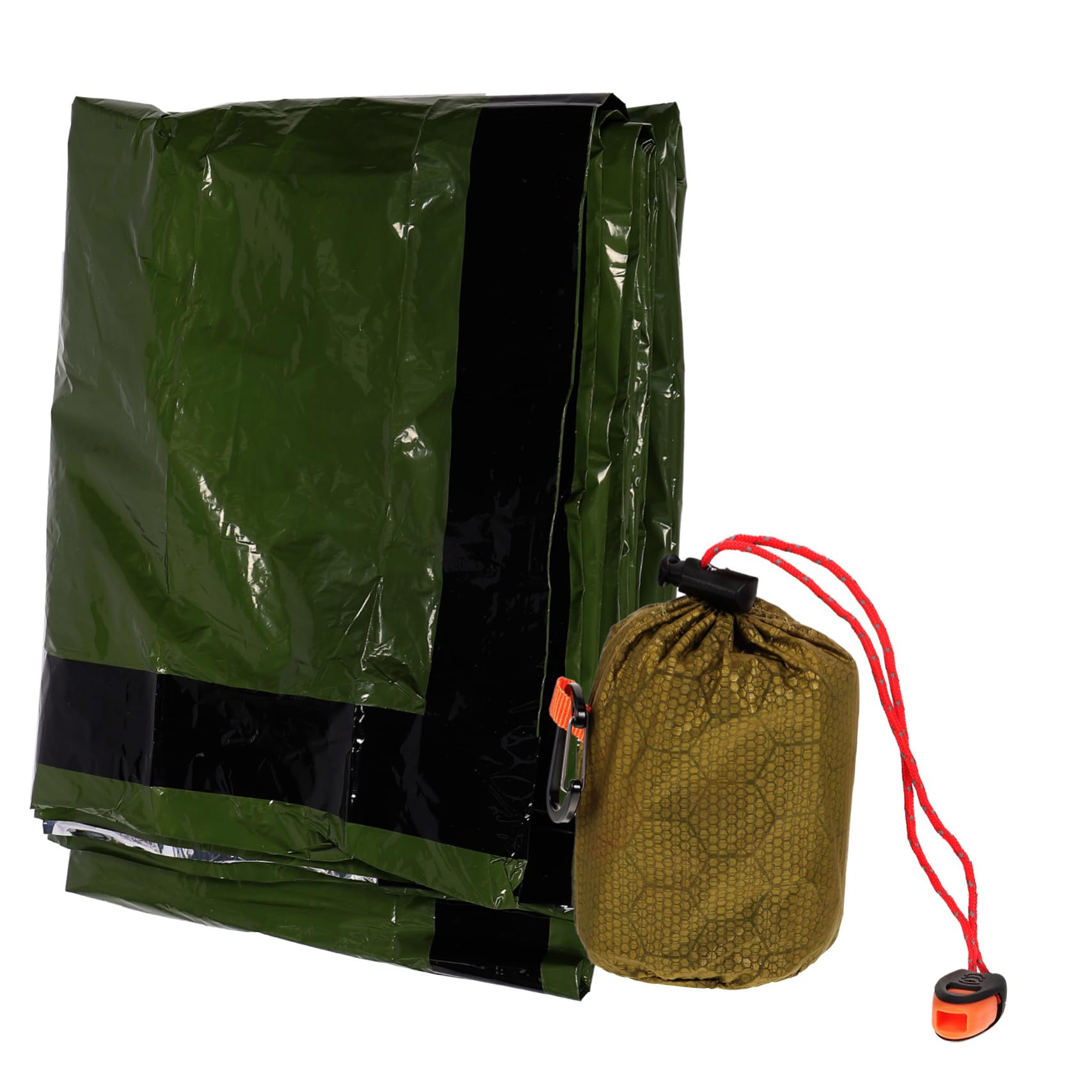 Toyvian Saco de Dormir de Emergencia Compacto cálido cámping frío Adulto Mantas de Emergencia de Supervivencia de Emergencia PE película de Aluminio Green