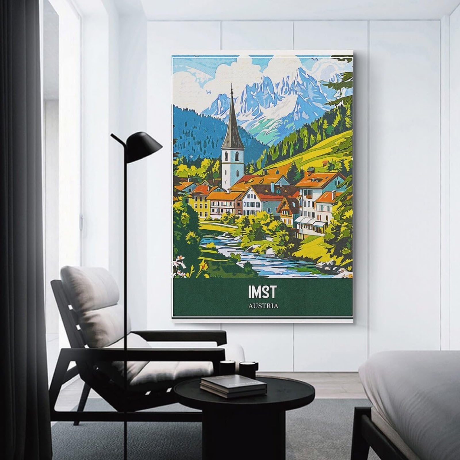 Junmoney Imst Austria Travel Canvas Wall Decor, 24x36inch(60x90cm), for Bedroom, Guest Room Or Reading Nook, Canvas Wall Decor for Personal Spaces