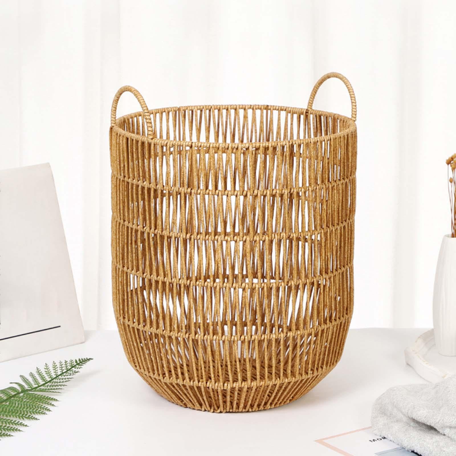 Cesto Portabiancheria Robusto con Grande Apertura in Materiale PP Manici Rinforzati Contenitore Decorativo per Sporchi Coperte Peluche Indumenti, 30x41 cm