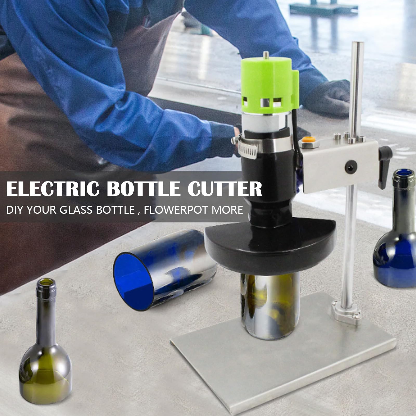 Tagliavetro Per Bottiglie, Tagliavetro Elettrico Bottiglie 150W 6000R/Min Tagliabottiglie Taglierina Bottiglie Vetro Utensile Taglio 7 Velocità Per Bottiglie Vino Bottiglie In Ceramica Vetro Marino