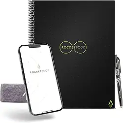 Rocketbook Caderno reutilizável inteligente com 1 caneta Pilot Frixion e 1 pano de microfibra, tamanho executivo 15,2 x 22,3 cm, Infinity Black