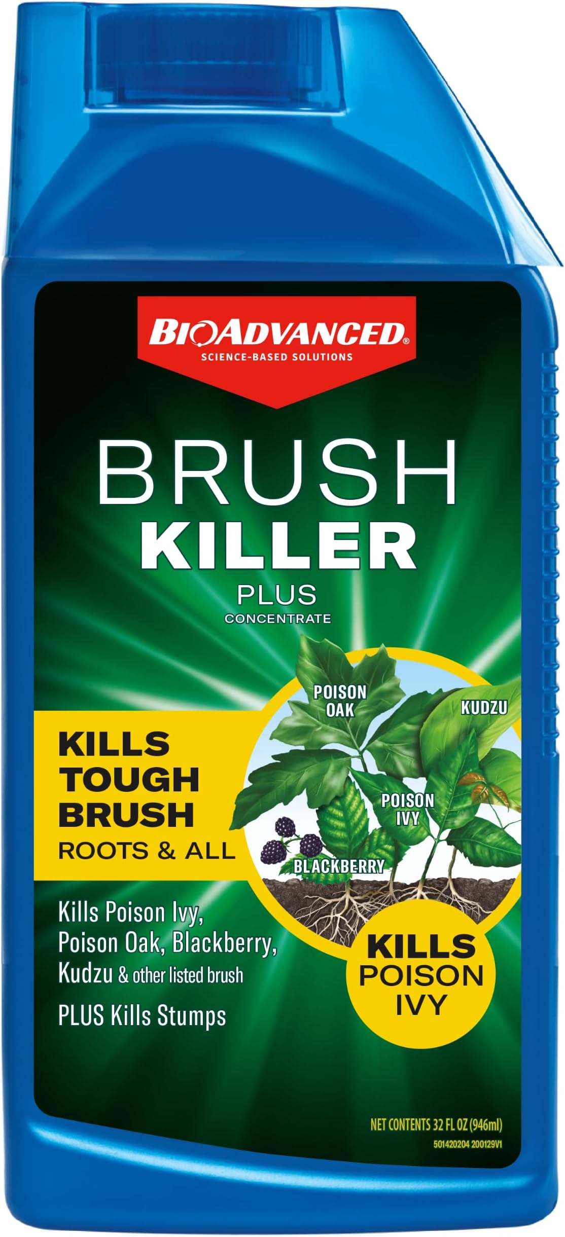 Brush Killer Plus, Concentrate, 32 oz – Kills Tough Brush Roots & All, Kills Poison Ivy