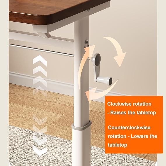 Manual Adjustable Desk Standing Desk Study Table Gaming Desks Movable Writing Table Computer Desks for Home, Office, Workstation; Multifunctional Bedside Table(Dark Brown,80cm/31.49in)