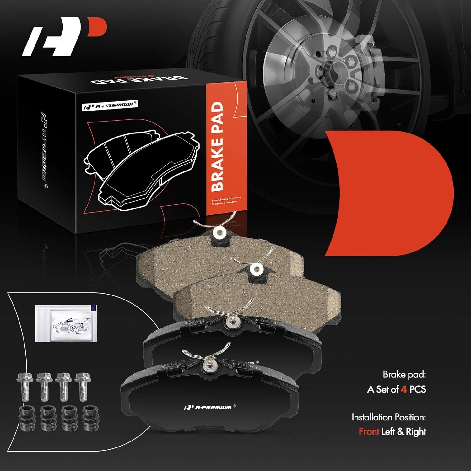 A-Premium Front Ceramic Brake Pads Set Compatible with Land Rover Range Rover 1995-2002, Discovery 1999-2004, 4-Pack