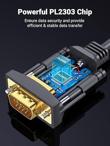 Miniatura 5 de UGREEN Adaptador USB a RS232 cable serie DB9 macho de 9 pines con chipset PL2303 RS-232 cable convertidor para Windows 10 8.1 8 7 XP Vista, Mac OS,