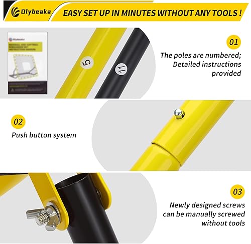 Miniatura 4 de Red de rebote de béisbol estable mejorada con 3 ángulos ajustables de 48 x 52 pulgadas, red de rebote de béisbol para entrenamiento de béisbol y