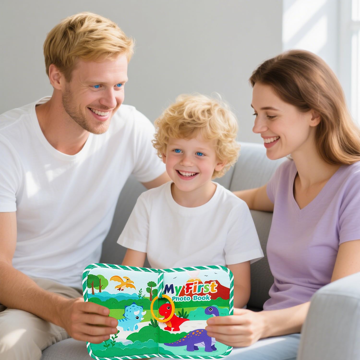 My First Family Album Photo 3D Tricoté En Tissu Doux Imperméable Pour