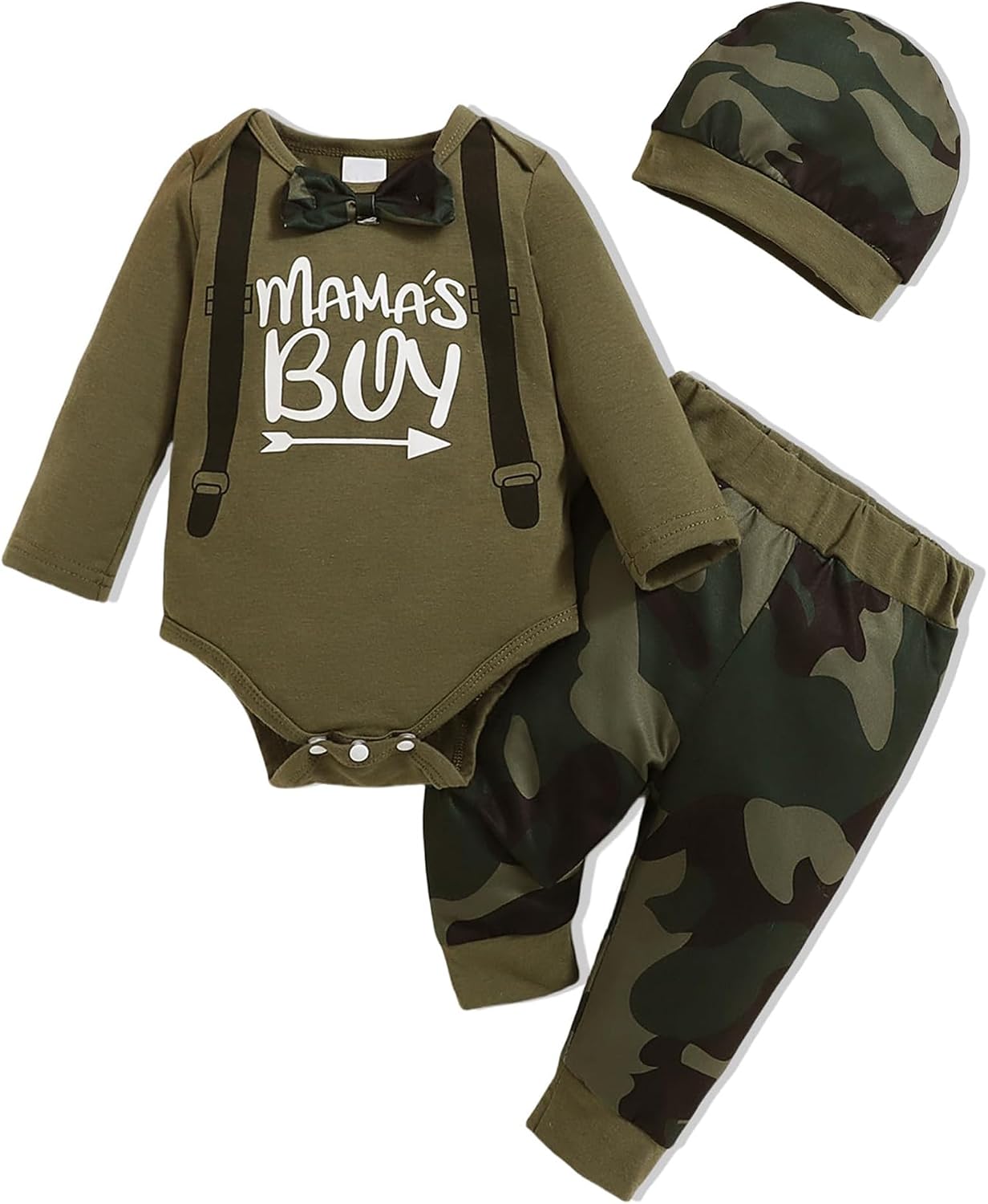 Newborn Baby Boy Clothes Boy Outfit Infant Romper Winter Fall Long Sleeves Pants Set Hat 3PC
