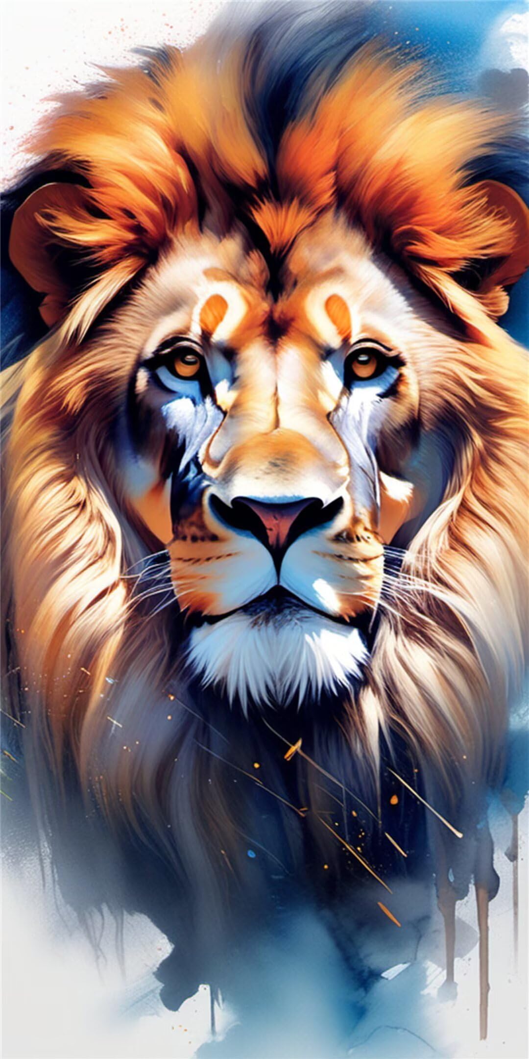 5D diamond painting lion abstrait 70x140cm kit complet adulte