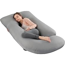 Pregnancy Pillows for Sleeping, U Shaped Full Body Maternity Pillow for Pregnant Women with Removable Cooling Cover, Support for Back, HIPS, Legs, Belly, 57 Inch, Grey
