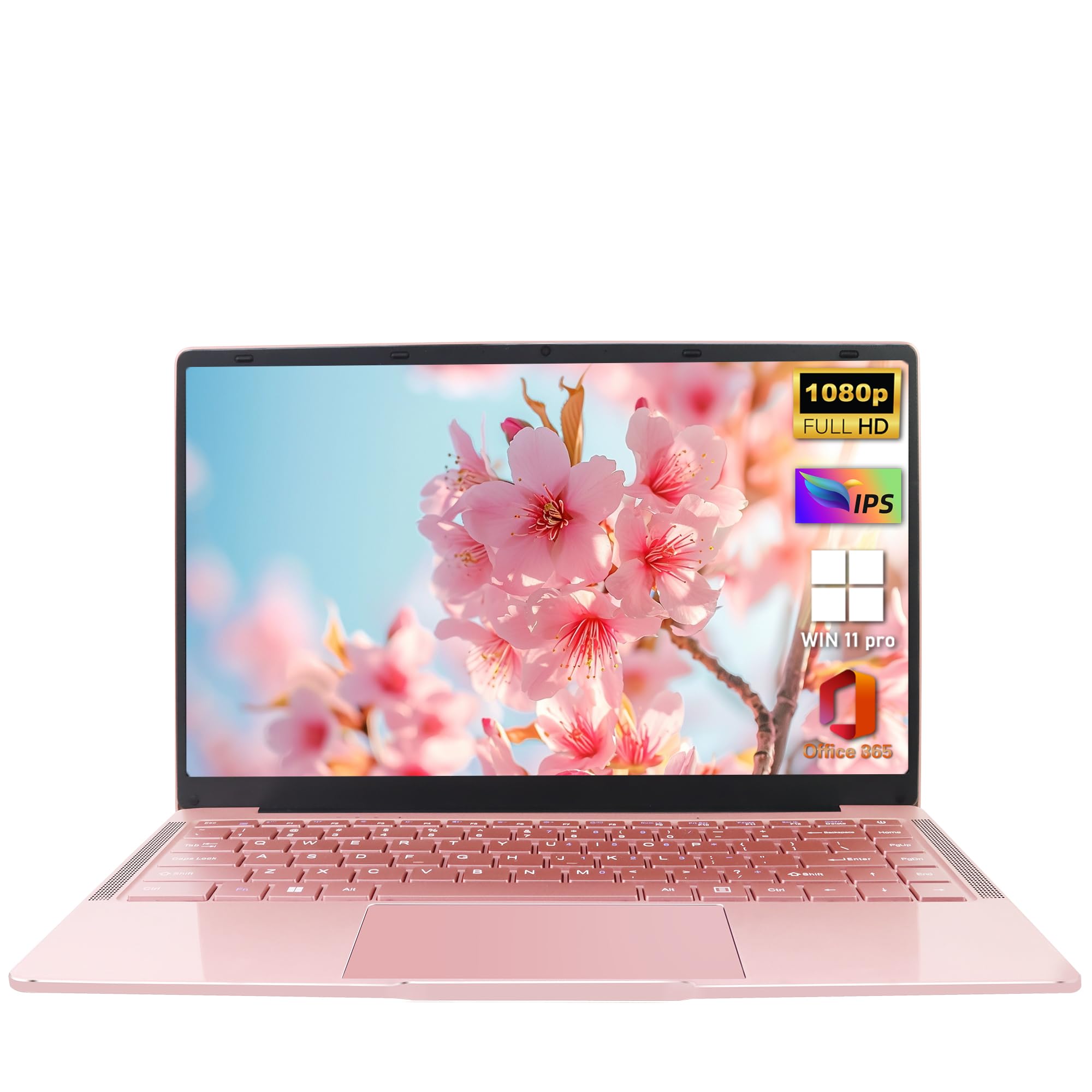 Pink Laptop 14'' FHD IPS Display Ultra-Thin Notebook Win 11 MS