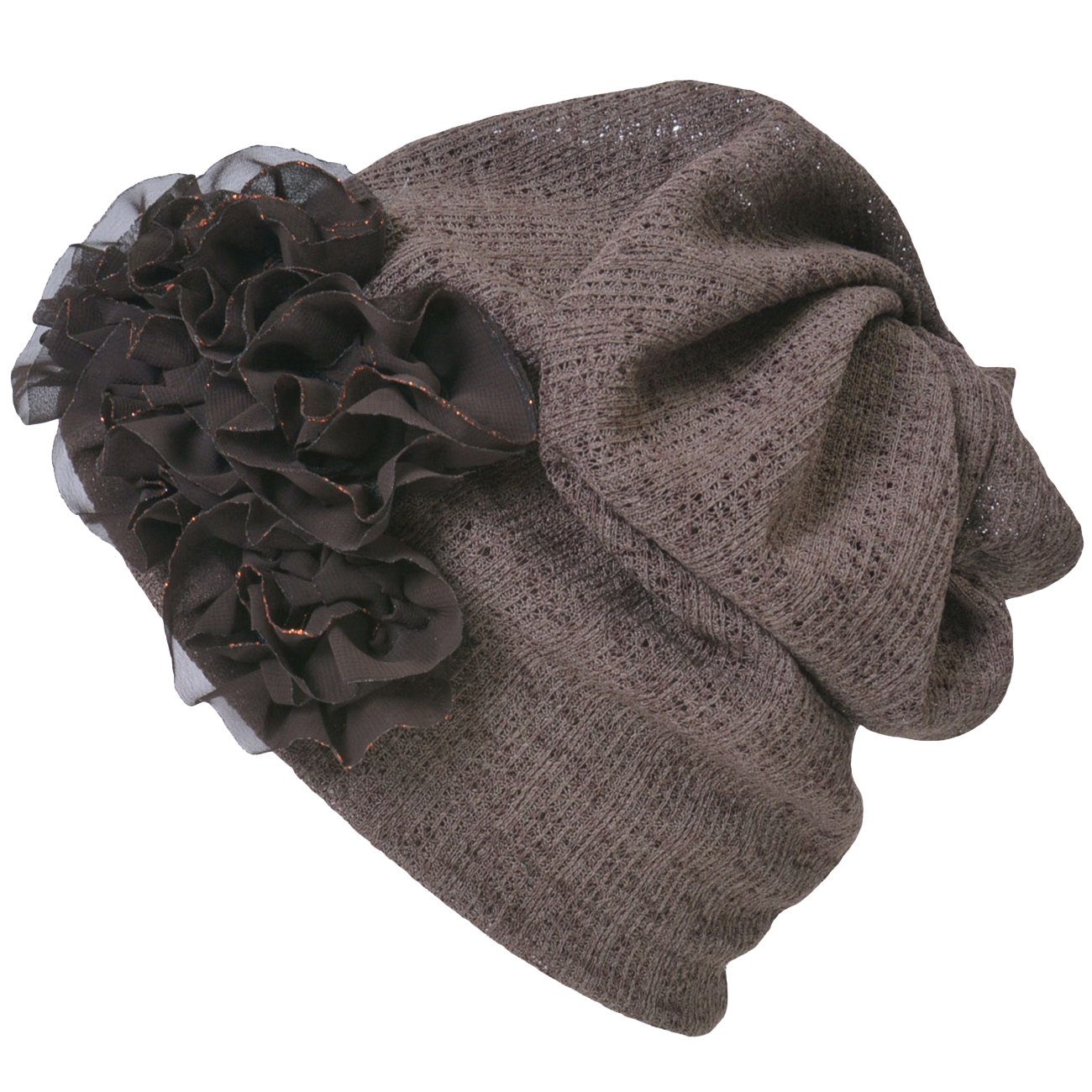 CHARM Damen 3 in 1 Multifunktionstuch - Beanie Mütze Stirnband Halstuch Loop Schal mit Blumenapplikation Sommer Winter