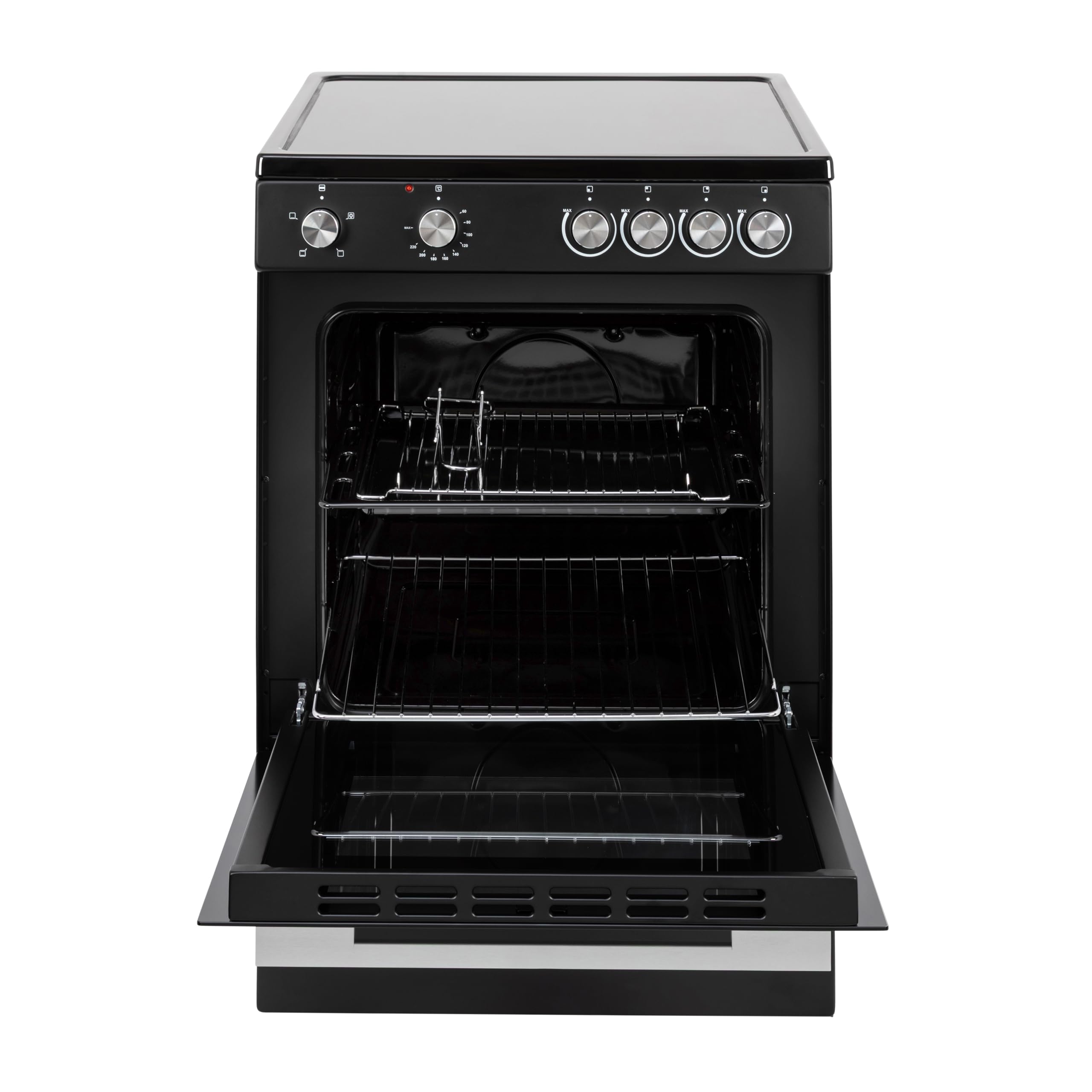 Willow W60CCBLK 68L Freestanding Electric Single Cavity Cooker with 4 Ceramic Hobs, Oven Light, Control Knobs, Easy Clean - Black — view 3