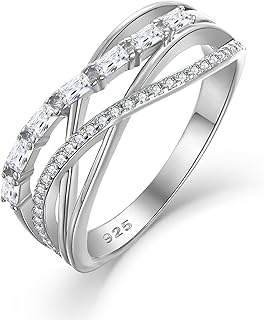 Twisted Knot Ring 925 Sterling Silver Cubic Zirconia Infinity Crisscross Crossover Statement Rings Birthstone Jewelry for Women Size 5-10