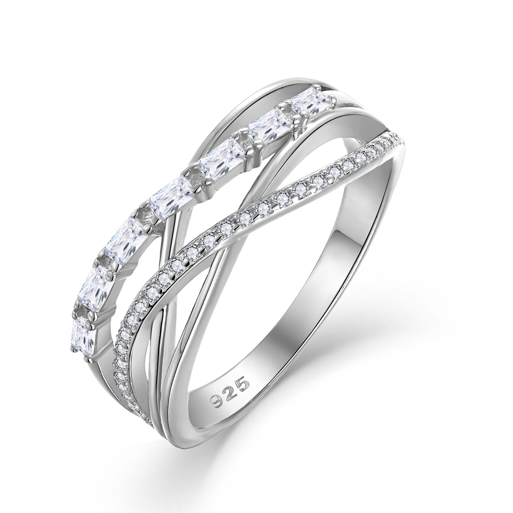 Starchenie Damen Ringe 925 Sterling Silber 5A Zirkonia Unendlichkeit Promise gekreuzte Jubiläum Liebesknoten Ring