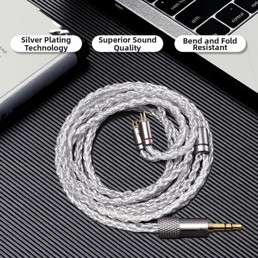 Cavo per cuffie in rame placcato argento, 3 in 1 da tipo C a 4,4 mm e adattatore AUX da 3,5 mm, cavo di aggiornamento per auricolari a doppio pin da 0,78 mm per audiofili, 1,2 m, argento (3 in 1)