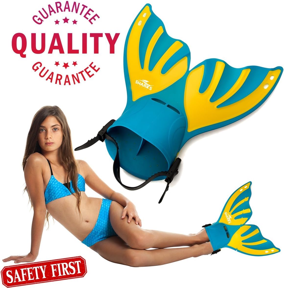 Mermaid Mono-fin for Children with Adjustable Strap. (Blue)