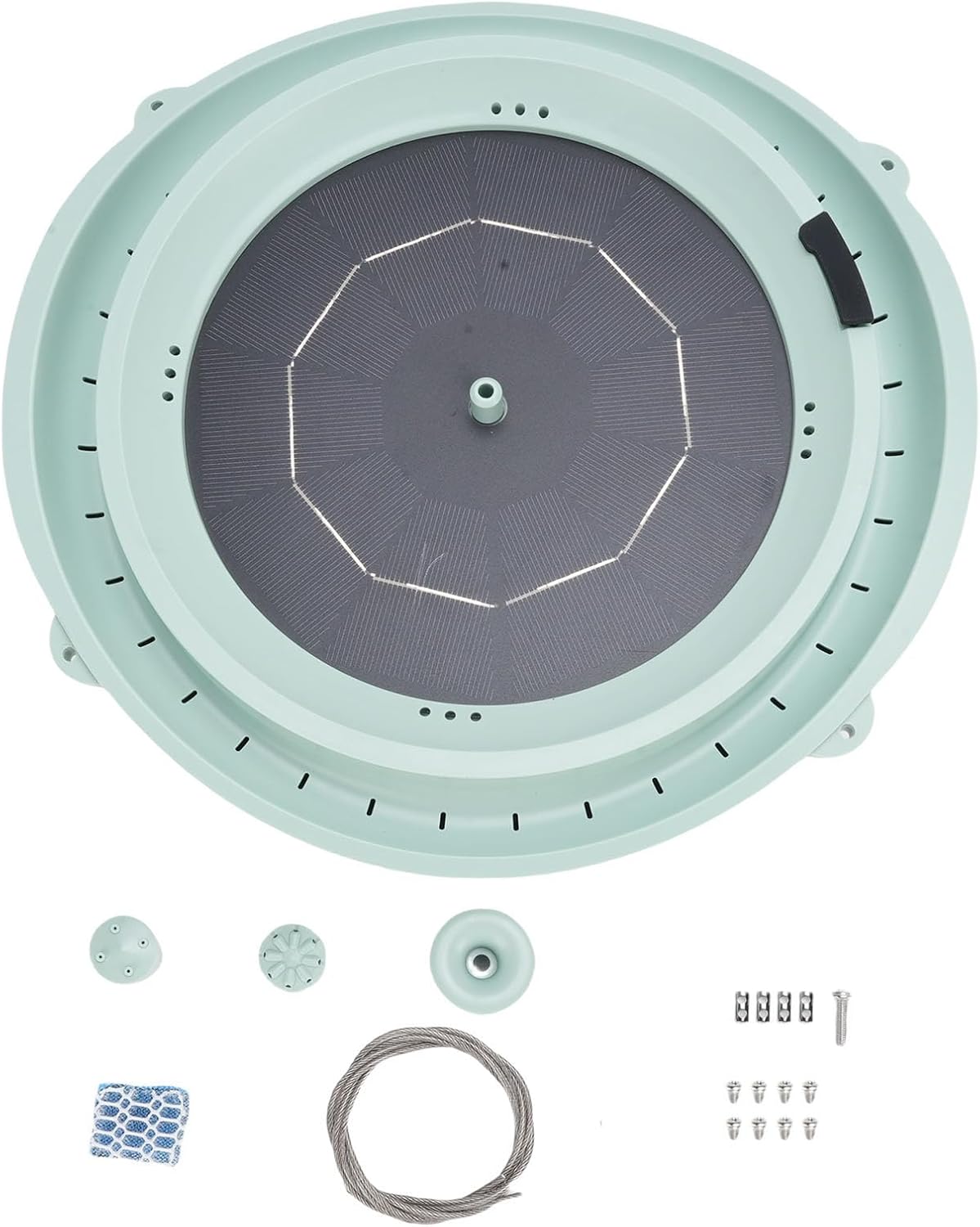 Fafeicy Solar Bird Bath, Deck Mounted Hanging with Solar Fountain 2400mAh Battery Bottom Simulated Spring Mode for Outdoors Garden Patio Decor