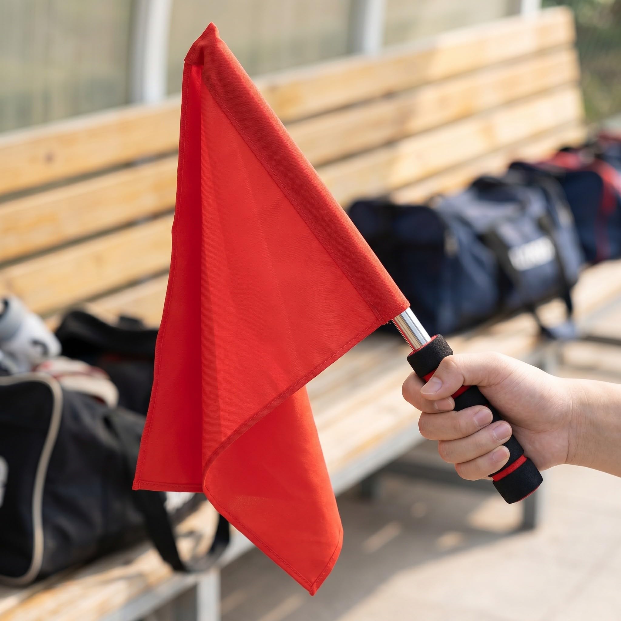 ibasenice 12 bandierine arbitrali - Kit di bandierine per giudici di di pallavolo per pattugliamento arbitrale e segnalazione a bordo campo - Accessori per campi sportivi per partite di calcio,
