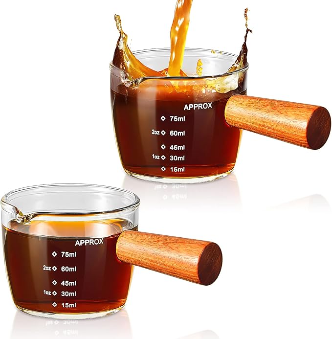 Tanlade Single Spout Espresso Shot Glass 75ML with Wood