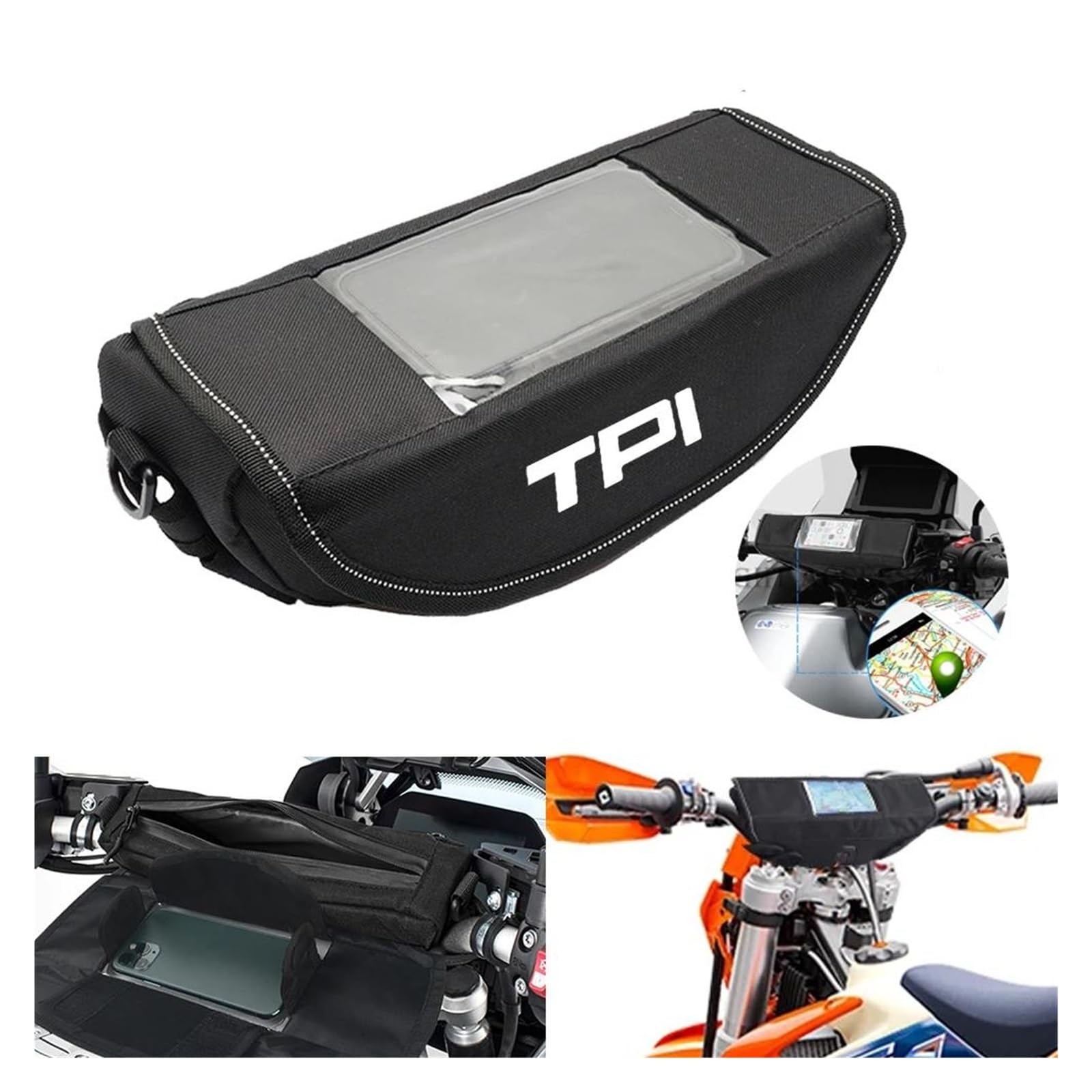 Dla Exc 150 250 300 XC-W Tpi 150XCW EXC XC Sześć Dni | Torba nawigacyjna do przechowywania na kierownicy(Black)