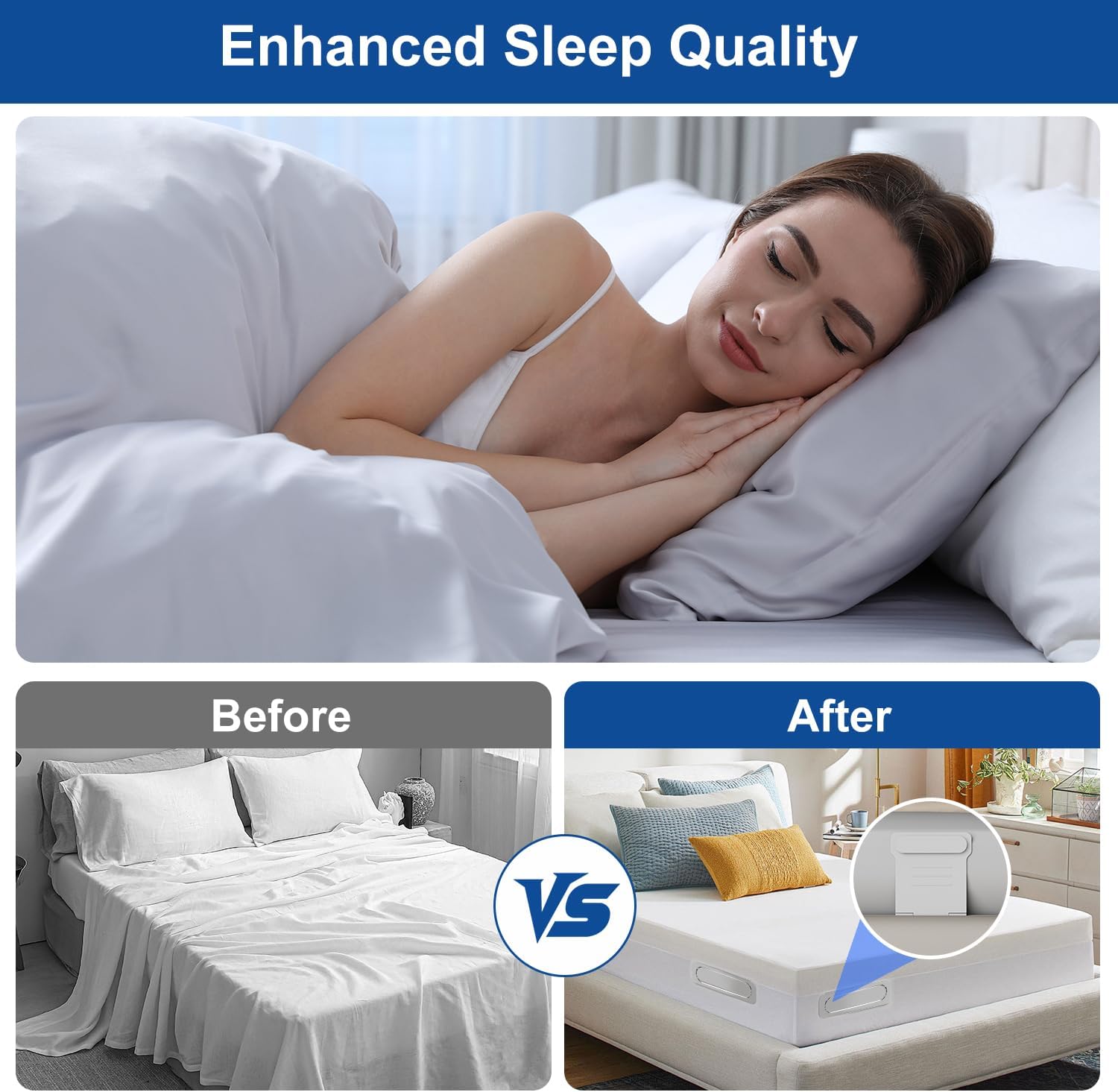 Bed Sheet Holders for Corners,Fitted Sheet Holders Keep Sheets Firm & Tight,Sheet Locks Easy One-Time Installation and No More Loose Sheet