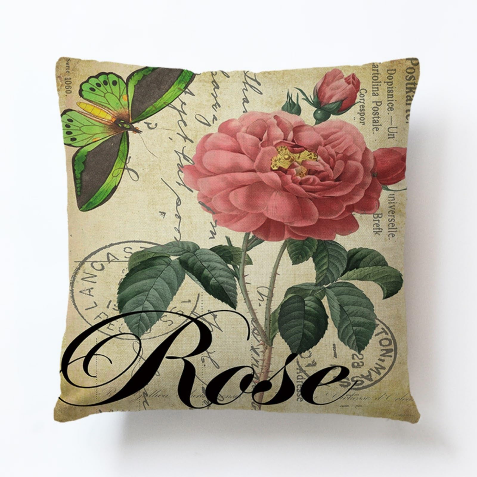 Cushion Covers 60cm x 60cm Pink Flowers Large cushions with covers included - Linen Square Decorative Throw Pillowcases with Invisible Zipper, for Livingroom Sofa Bedroom