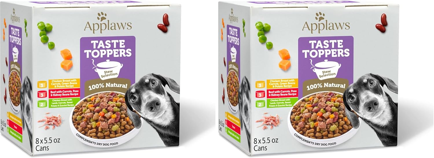 Applaws Taste Toppers, Grain-Free Dog Food Topper, Limited Ingredient, Stew Variety Pack (8 x 5.5oz Cans) (Pack of 2)