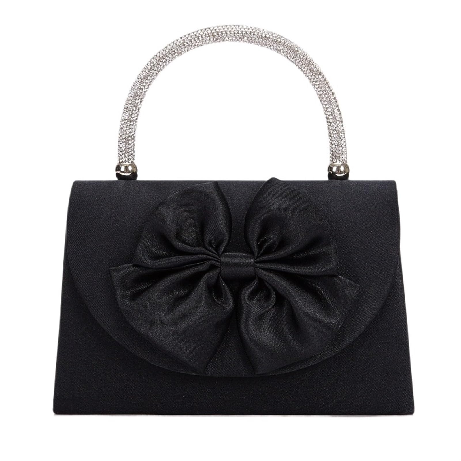 Bolso de mano de noche for mujer, bolso de mano con lazo de seda, bolso de mano con decoración, bolso de hombro cruzado, bolso de mano con asa y diamantes de imitación brillantes, bolso de mano for fi