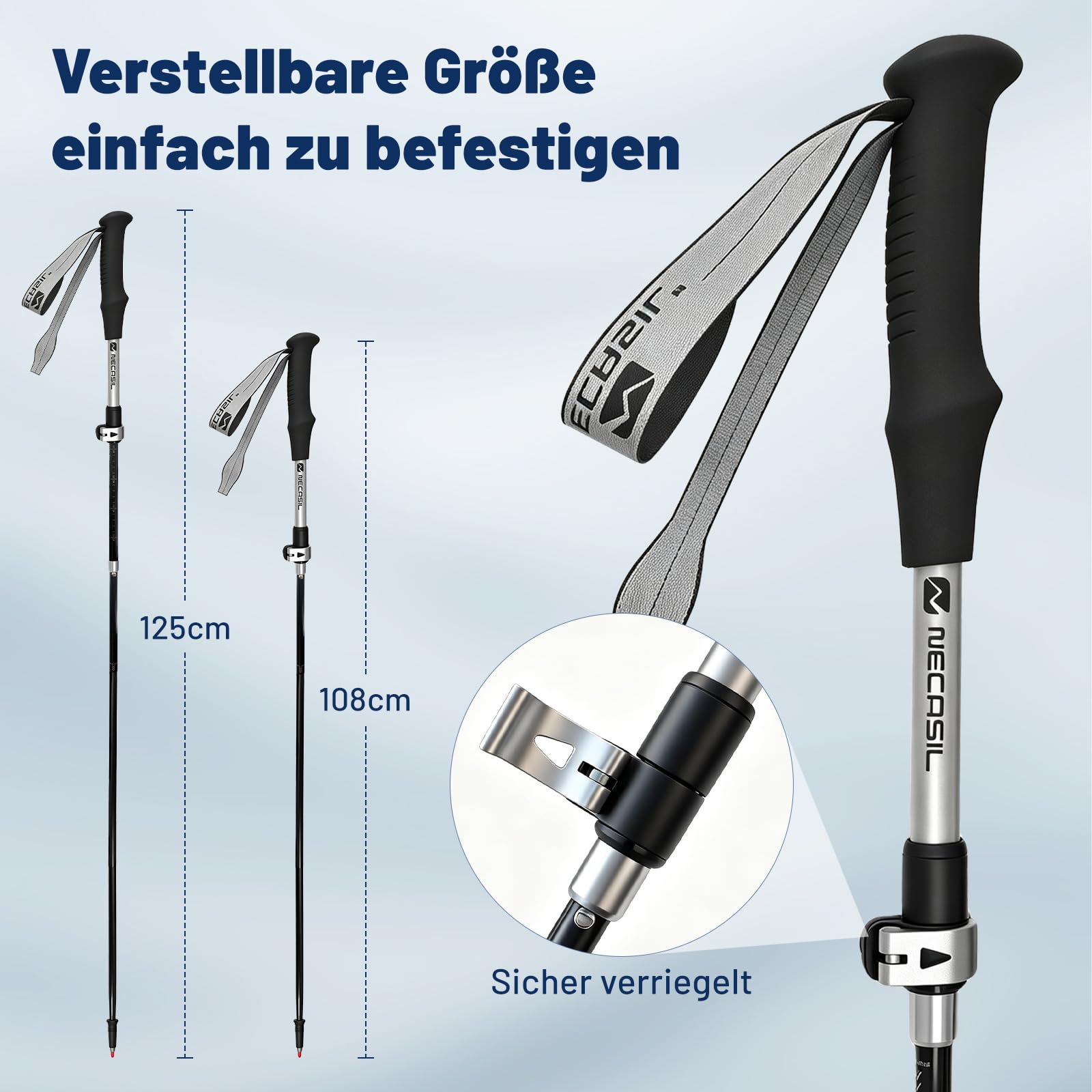 Bastoni da trekking in carbonio di alta qualità, ultraleggeri, 218 g, regolabili, 107-125 cm, con manico in sughero e estensione EVA, per nordic walking, unisex, per sport di montagna, trekking ed