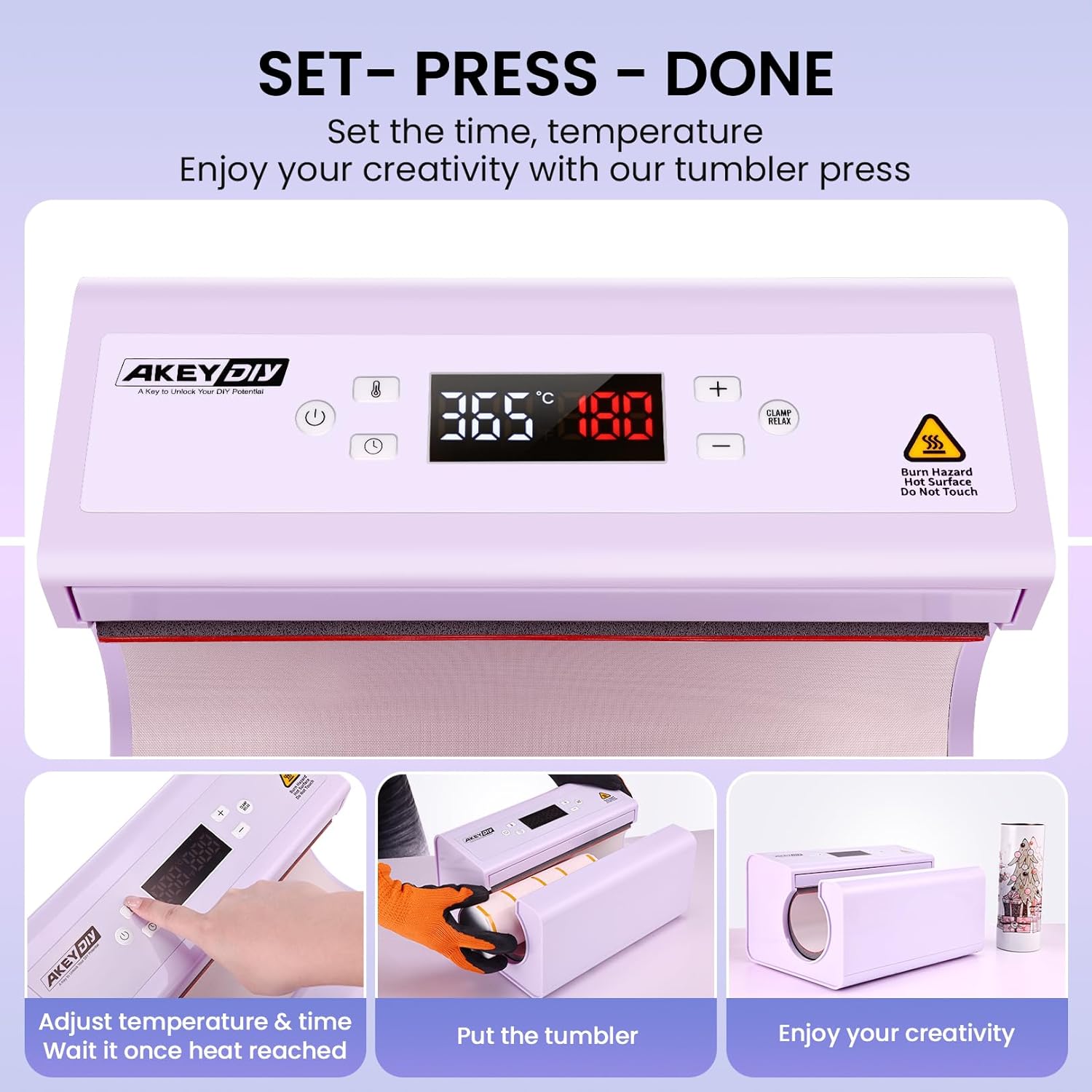AKEYDIY Auto Tumbler Heat Press Press - Mug Heat Press Machine Heat Up Quick & Even for 20oz 30oz Sublimation Tumblers Cups Glasses and Mugs (Purple)
